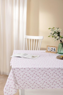 Pembe Çiçekli Masa örtüsü Pamuk Sürdürülebilir Masa örtüsü Ev 60x90 60x120