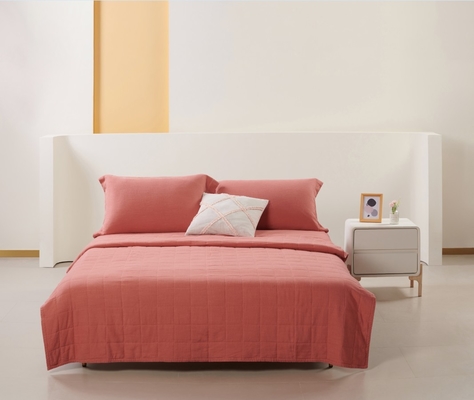 OEM Rayon Linen Quilt Set Katı Sürdürülebilir Yanmış Portakal Quilt Set