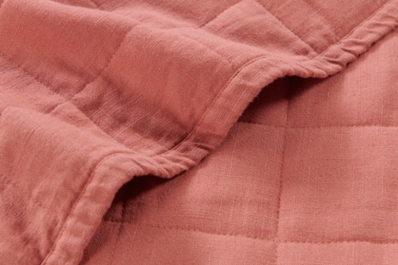 OEM Rayon Linen Quilt Set Katı Sürdürülebilir Yanmış Portakal Quilt Set