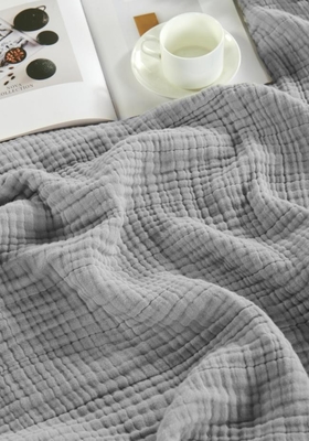 Açık Gri Katmanlı Muslin Battaniye OEM Yetişkinler İçin Pamuk Muslin Battaneleri