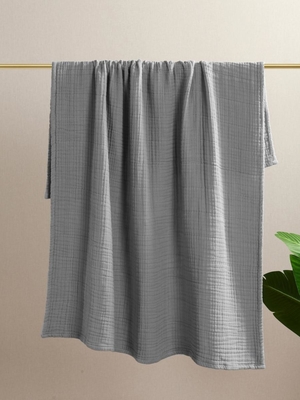 Açık Gri Katmanlı Muslin Battaniye OEM Yetişkinler İçin Pamuk Muslin Battaneleri