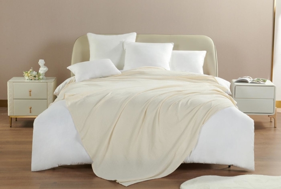OEM Beige Muslin Battaniye Oeko Tex Yetişkinler İçin Ağırlıklı Battaneler