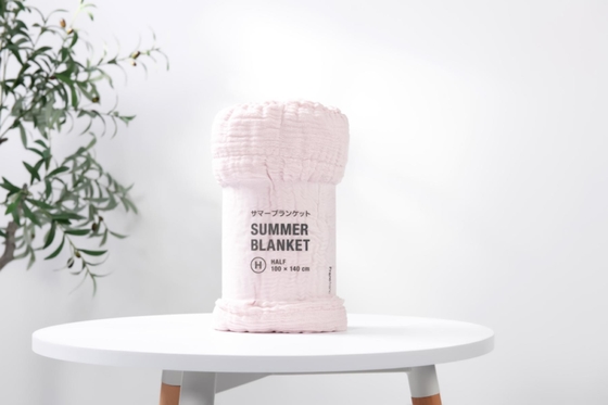 100% Pamuk Seersucker Battaniye Pembe Yatak Battaniye Kral Boyutu Şık ve Konforlu