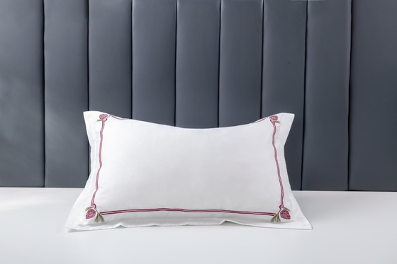 OEM Beyaz pamuk nakışlı yastık kılıfları OEKO-TEX King Size yastık kılıfları