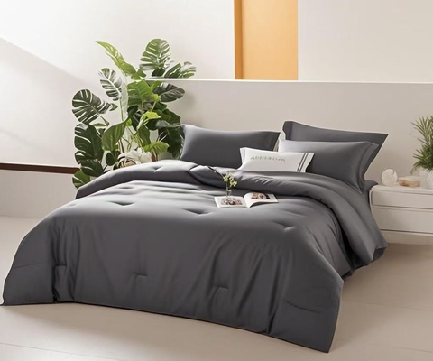 OEM Tencel Liyosel Yorgan Takımı Koyu Gri Rahat İkiz Yorgan Takımları