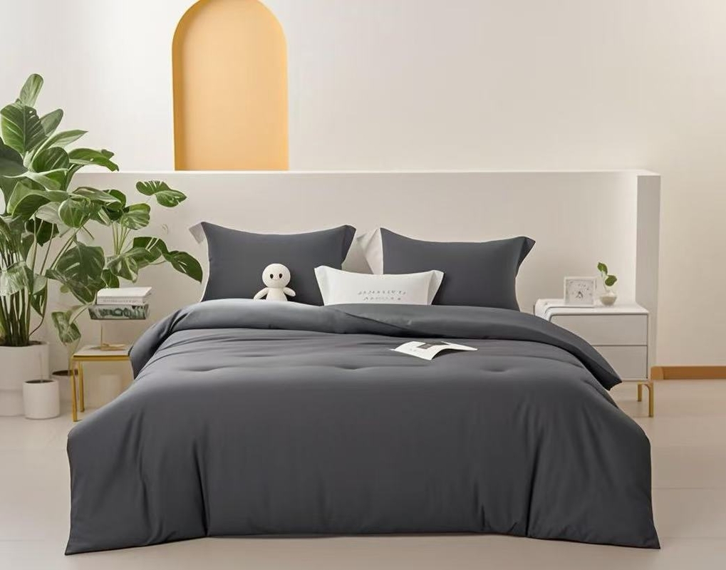 OEM Tencel Liyosel Yorgan Takımı Koyu Gri Rahat İkiz Yorgan Takımları