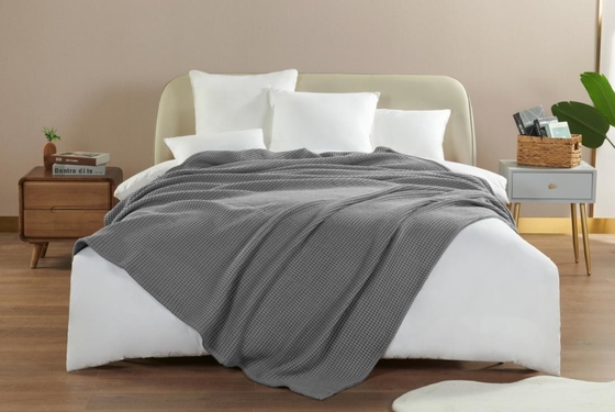 Cilt Dostu 100% Pamuk Waffle Battaniye OEM Waffle Weave Twin Battaniye