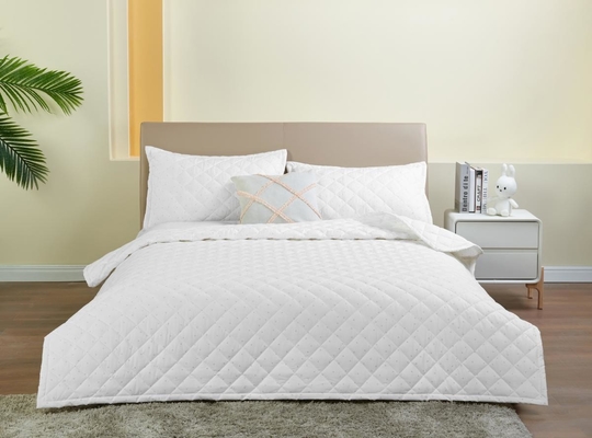 Baskılı Beyaz Pamuk Battaniye Set Kraliçe Boyutlu Battaniye Kapak Özel